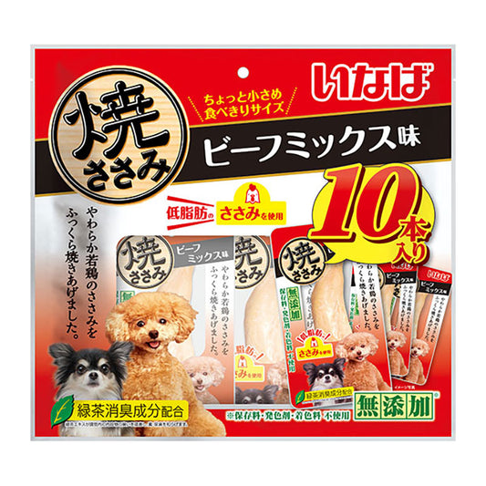 日本伊纳宝 犬用蒸煮棒棒鸡牛肉口味 10入