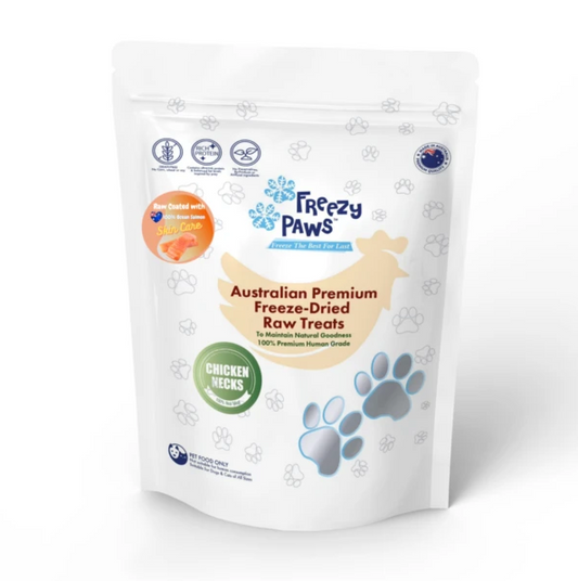 澳洲Freezy Paws 犬猫通用冻干三文鱼涂层鸡脖 100g