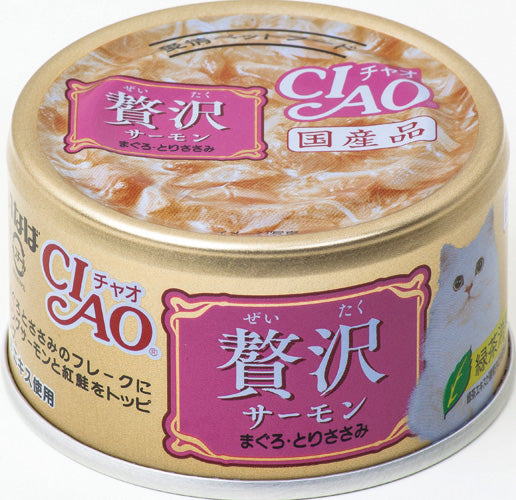 日本CIAO 猫咪奢华三文鱼鸡肉罐头 85g