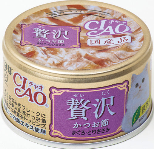 日本CIAO 猫咪奢华鸡肉金枪鱼鲣鱼罐头 85g