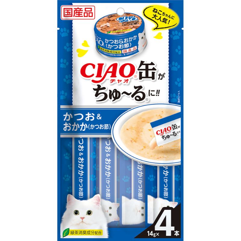 日本CIAO 猫咪豪华人气系列鲣鱼肉泥条 4入