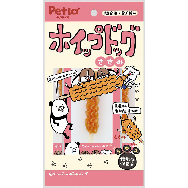 日本Petio 犬用鸡肉牛皮磨牙搅打棒 3入 粉