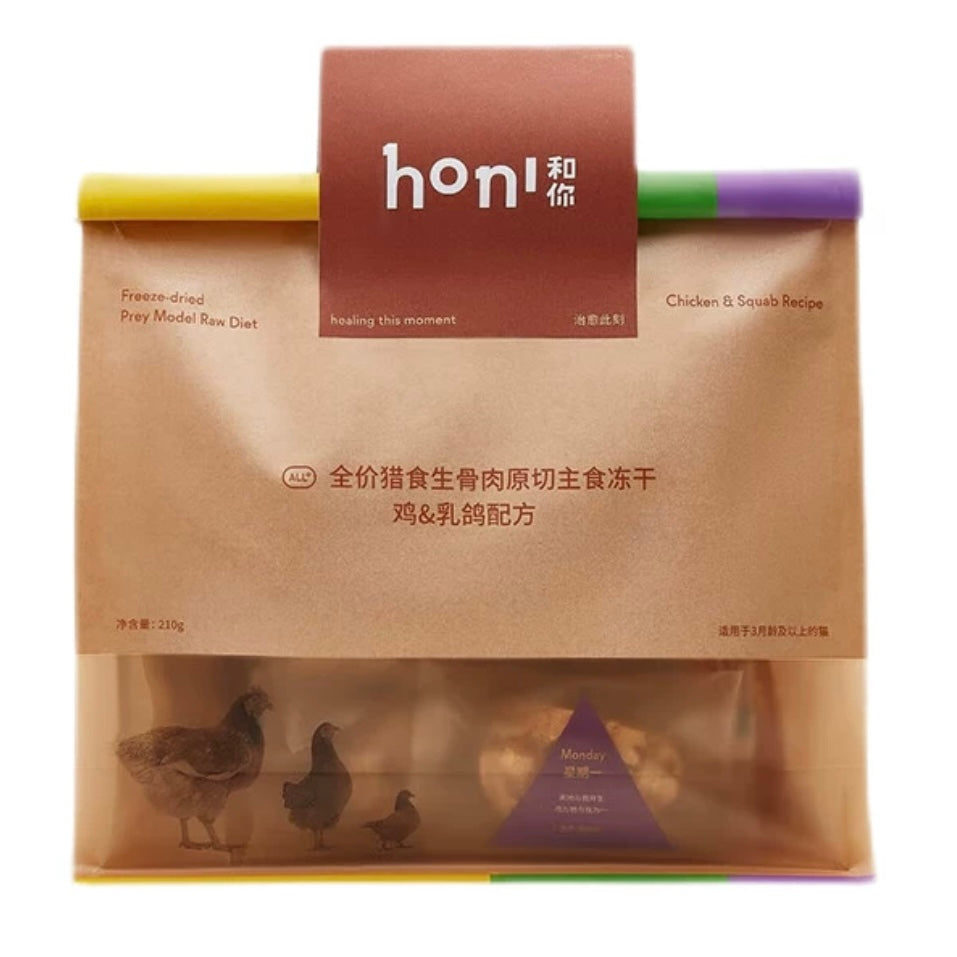 HONI 猫咪全价生骨肉原切主食冻干 鸡肉配方 210g