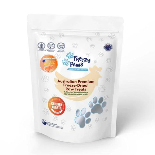 澳洲Freezy Paws 犬猫通用三文鱼涂层鸡心冻干 100g